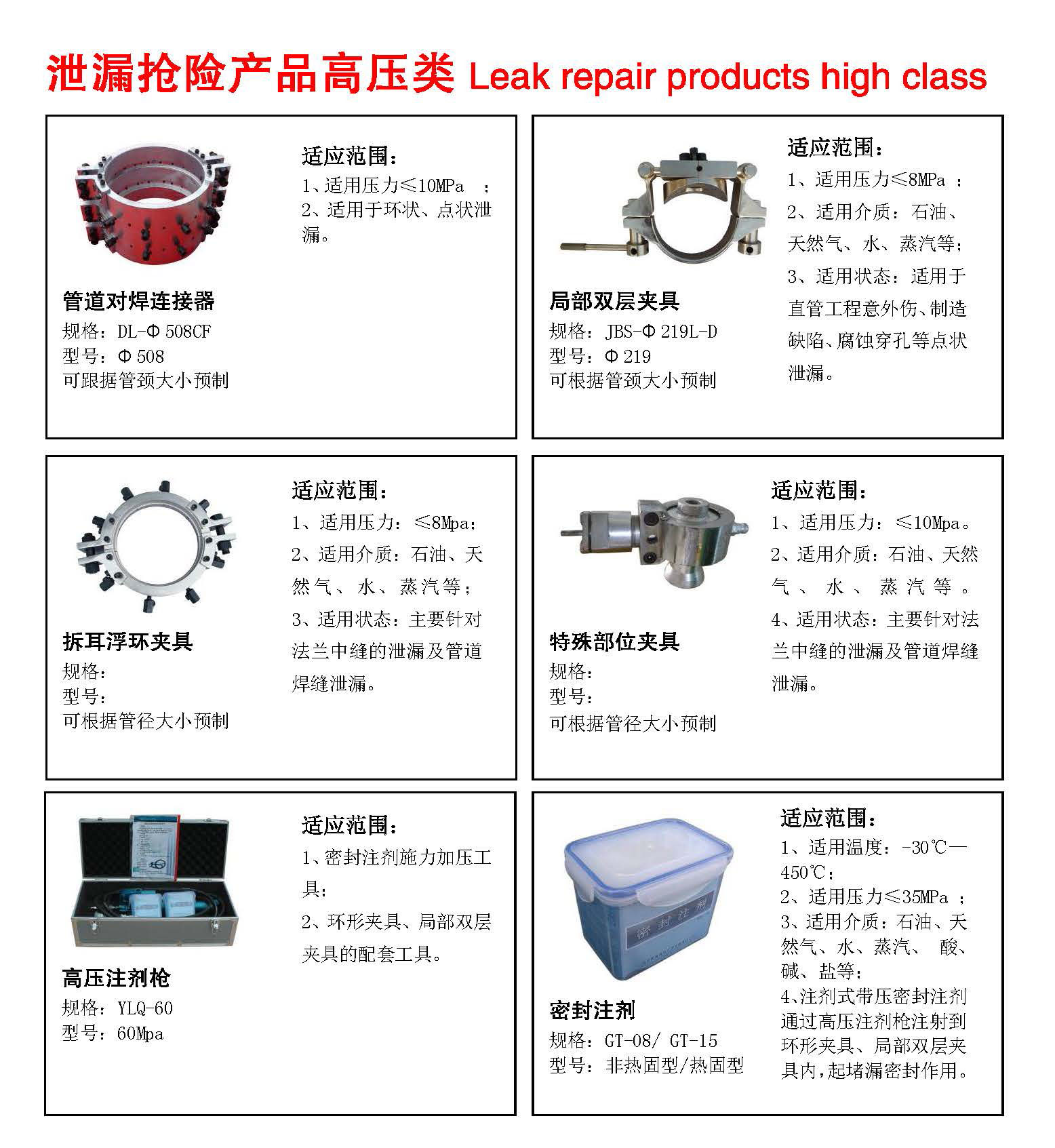 北京管通公司油氣管道帶壓堵漏標準產品定制